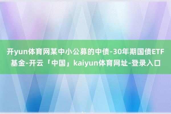 开yun体育网某中小公募的中债-30年期国债ETF基金-开云「中国」kaiyun体育网址-登录入口
