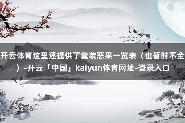 开云体育这里还提供了套装恶果一览表（也暂时不全）-开云「中国」kaiyun体育网址-登录入口