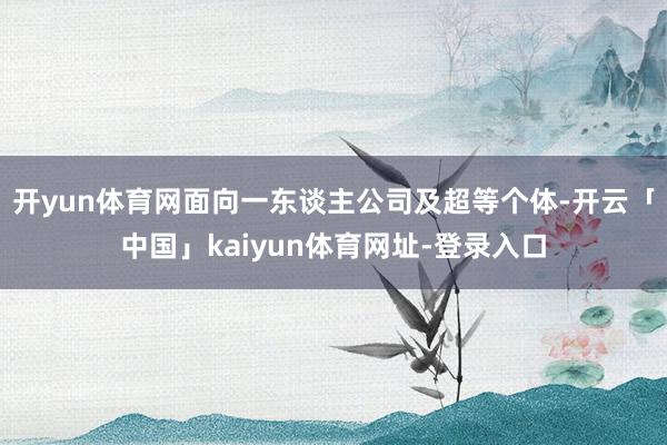 开yun体育网面向一东谈主公司及超等个体-开云「中国」kaiyun体育网址-登录入口