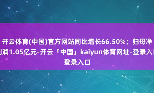 开云体育(中国)官方网站同比增长66.50%；归母净利润1.05亿元-开云「中国」kaiyun体育网址-登录入口