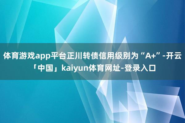 体育游戏app平台正川转债信用级别为“A+”-开云「中国」kaiyun体育网址-登录入口
