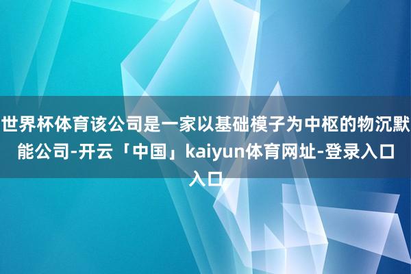 世界杯体育该公司是一家以基础模子为中枢的物沉默能公司-开云「中国」kaiyun体育网址-登录入口